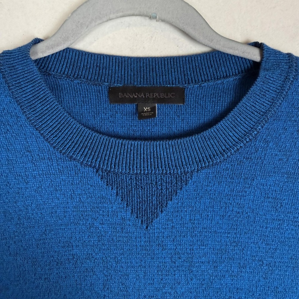 Banana Republic Sweater Womens XS Blue Puff Sleeve Crewneck Knit Pullover - Picture 5 of 12